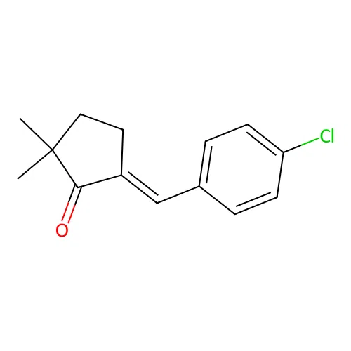 (E)-5((4-chlorophenyl)methylene)-2,2-dimethylcyclopentanone structure