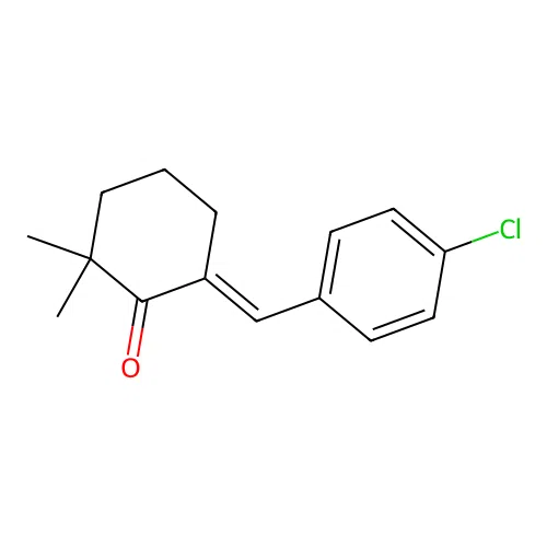 (6E)-6-(4-chlorobenzylidene)-2,2-dimethylcyclohexanone structure