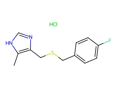 4-((((4-Fluorophenyl)methyl)thio)methyl)-5-methyl-1H-imidazole monohydrochloride structure