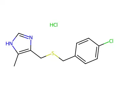 1H-Imidazole, 4-((((4-chlorophenyl)methyl)thio)methyl)-5-methyl-, monohydrochloride structure
