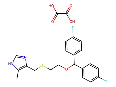 1H-Imidazole, 4-(((2-(bis(4-fluorophenyl)methoxy)ethyl)thio)methyl)-5-methyl-, ethanedioate, (1:1) structure