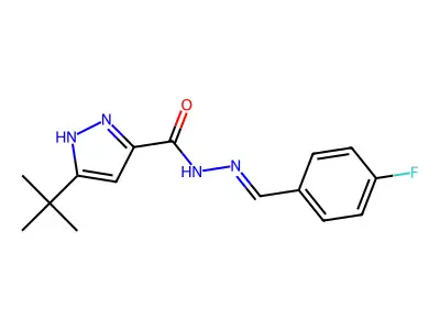 3-tert-butyl-N'-(4-fluorobenzylidene)-1H-pyrazole-5-carbohydrazide structure