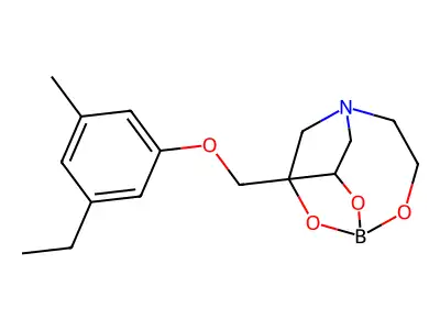 3-[(3-ethyl-5-methylphenoxy)methyl]-2,8,9-trioxa-5-aza-1-borabicyclo[3.3.3]undecane structure