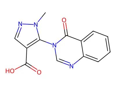 1H-Pyrazole-4-carboxylic acid, 1-methyl-5-(4-oxo-3(4H)-quinazolinyl)- structure