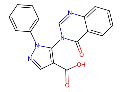 1H-Pyrazole-4-carboxylic acid, 5-(4-oxo-3(4H)-quinazolinyl)-1-phenyl- structure