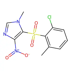 1-Methyl-4-nitro-5-imidazolyl-2-chloro-6-methylphenyl sulfone structure