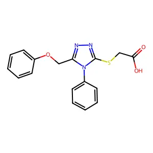 2-((5-(phenoxymethyl)-4-phenyl-4H-1,2,4-triazol-3-yl)sulfanyl)acetic acid structure