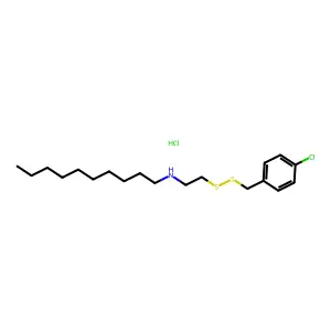 DECYLAMINE, N-(2-((p-CHLOROBENZYL)DITHIO)ETHYL)-, HYDROCHLORIDE structure