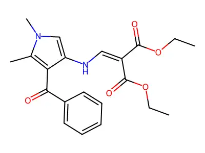 diethyl 2-{[(4-benzoyl-1,5-dimethyl-1H-pyrrol-3-yl)amino]methylene}malonate structure