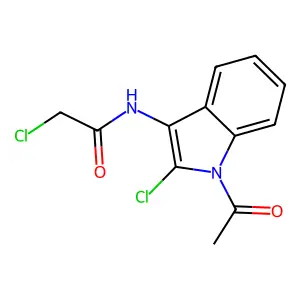N-(1-acetyl-2-chloroindol-3-yl)-2-chloroacetamide structure