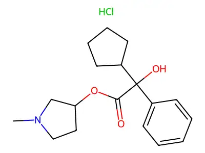alpha-Cyclopentylmandelic acid 1-methyl-3-pyrrolidinyl ester hydrochloride structure