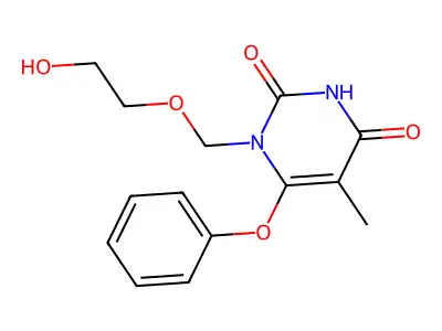 2,4(1H,3H)-Pyrimidinedione, 1-((2-hydroxyethoxy)methyl)-5-methyl-6-phenoxy- structure