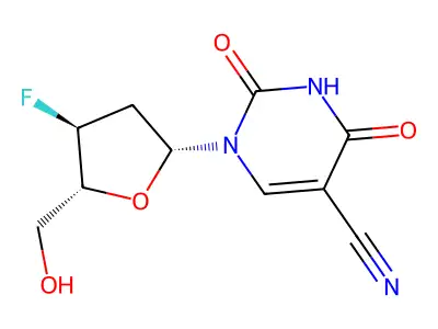 Uridine, 5-cyano-2',3'-dideoxy-3'-fluoro- structure