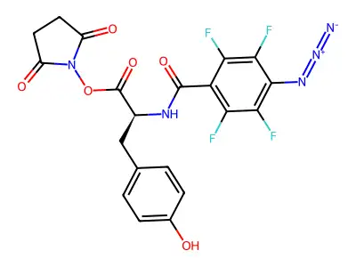 succinimidyl N-(4-azido-2,3,5,6-tetrafluorobenzoyl)tyrosinate structure
