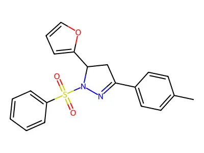 5-(furan-2-yl)-1-(phenylsulfonyl)-3-(p-tolyl)-4,5-dihydro-1H-pyrazole structure