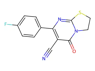 7-(4-fluorophenyl)-5-oxo-2H,3H,5H-[1,3]thiazolo[3,2-a]pyrimidine-6-carbonitrile structure