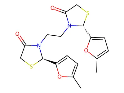 (R*,S*)-3,3'-(1,2-Ethanediyl)bis(2-(5-methyl-2-furanyl)-4-thiazolidinone) structure