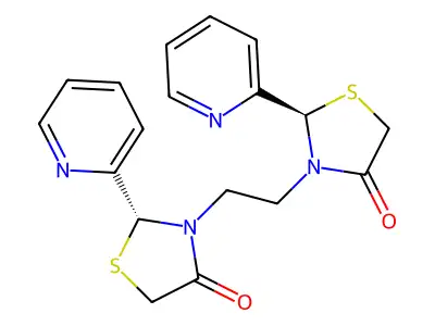 4-Thiazolidinone, 3,3'-(1,2-ethanediyl)bis(2-(3-pyridinyl)-, (R*,R*)-(+-)- structure