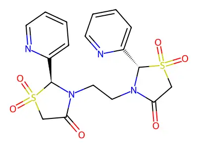 4-Thiazolidinone, 3,3'-(1,2-ethanediyl)bis(2-(3-pyridinyl)-, 1,1,1',1'-tetroxide, (R*,R*)-(+-)- structure