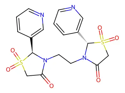 4-Thiazolidinone, 3,3'-(1,2-ethanediyl)bis(2-(2-pyridinyl)-, 1,1,1',1'-tetroxide, (R*,R*)-(+-)- structure