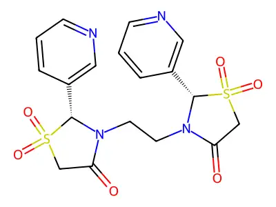 4-Thiazolidinone, 3,3'-(1,2-ethanediyl)bis(2-(3-pyridinyl)-, 1,1,1',1'-tetroxide, (R*,S*)- structure