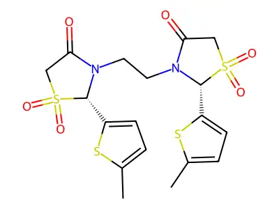 (R*,S*)-3,3'-(1,2-Ethanediyl)bis(2-(5-methyl-2-thienyl)-4-thiazolidinone) 1,1,1',1'-tetroxide structure
