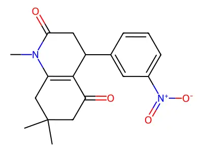 1,7,7-Trimethyl-4-(3-nitrophenyl)-3,4,6,8-tetrahydroquinoline-2,5-dione structure