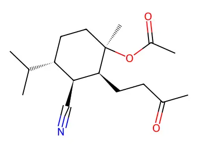 [(1R,2S,3S,4S)-3-cyano-1-methyl-2-(3-oxobutyl)-4-propan-2-ylcyclohexyl] acetate structure