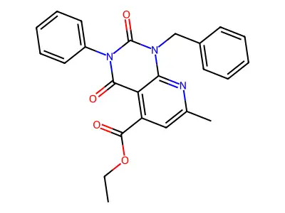 Pyrido(2,3-d)pyrimidine-5-carboxylic acid, 1,2,3,4-tetrahydro-2,4-dioxo-7-methyl-3-phenyl-1-(phenylmethyl)-, ethyl ester structure