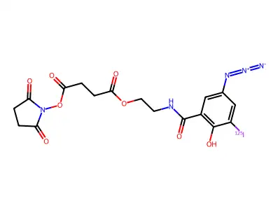 1-(N-(2-Hydroxy-5-azidobenzoyl)-2-aminoethyl)-4-(N-hydroxysuccinimidyl)succinate structure