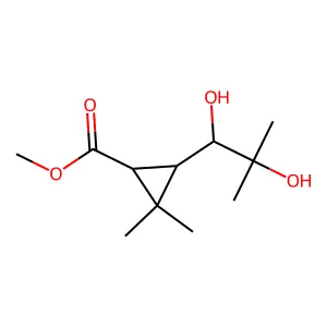 Cyclopropanecarboxylic acid, 3-(1,2-dihydroxy-2-methylpropyl)-2,2-dimethyl-, methyl ester, (1R-(1alpha,3beta(R*)))- structure
