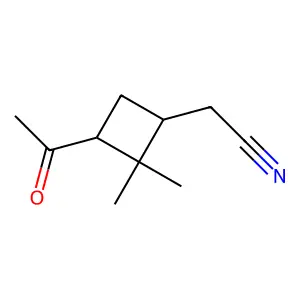 2-[(1S,3R)-3-acetyl-2,2-dimethylcyclobutyl]acetonitrile structure