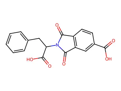 2-(1-carboxy-2-phenylethyl)-1,3-dioxo-2,3-dihydro-1H-isoindole-5-carboxylic acid structure