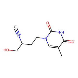 2,4(1H,3H)-Pyrimidinedione, 1-(4-hydroxy-3-isocyanobutyl)-5-methyl-, (R)- structure