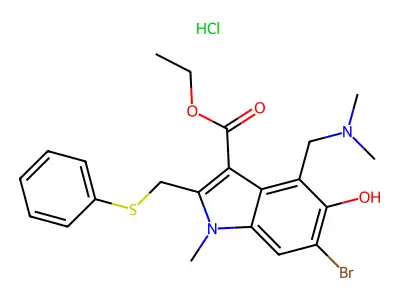 Umifenovir hydrochloride monohydrate structure