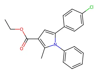 Ethyl 5-(4-chlorophenyl)-2-methyl-1-phenylpyrrole-3-carboxylate structure