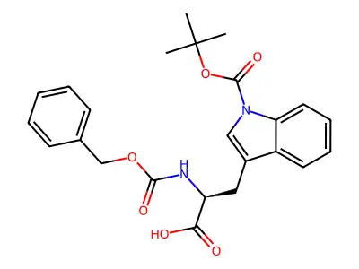 1-[(1,1-Dimethylethoxy)carbonyl]-N-[(phenylmethoxy)carbonyl]-D-tryptophan structure