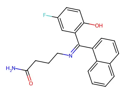 4-(((5-Fluoro-2-hydroxyphenyl)-1-naphthalenylmethylene)amino)butanamide structure