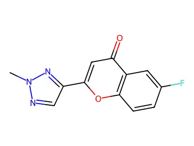 4H-1-Benzopyran-4-one, 6-fluoro-2-(2-methyl-1H-1,2,3-triazol-4-yl)- structure