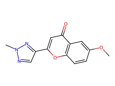 4H-1-Benzopyran-4-one, 6-methoxy-2-(2-methyl-1H-1,2,3-triazol-4-yl)- structure