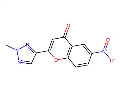 4H-1-Benzopyran-4-one, 2-(2-methyl-1H-1,2,3-triazol-4-yl)-6-nitro- structure