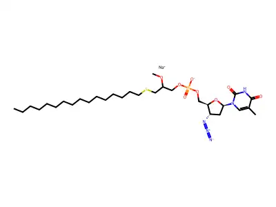 3'-Azido-3'-deoxy-5'-((3-hexadecylthio-2-methoxypropyl)phosphoryl)thymidine structure