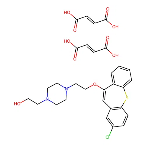 1-Piperazineethanol, 4-(2-((2-chlorodibenzo(b,f)thiepin-10-yl)oxy)ethyl)-, (Z)-2-butenedioate (1:2) (salt) structure