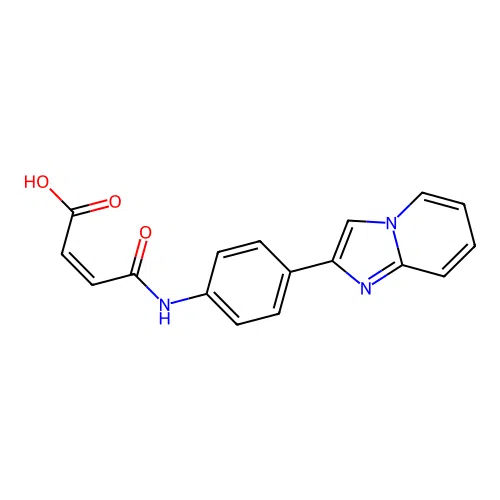 (Z)-4-(4-imidazo[1,2-a]pyridin-2-ylanilino)-4-oxobut-2-enoic acid structure