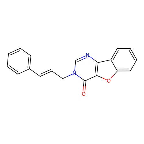 3-cinnamylbenzofuro[3,2-d]pyrimidin-4(3H)-one structure