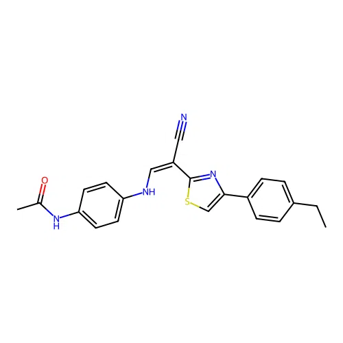 (Z)-N-(4-((2-cyano-2-(4-(4-ethylphenyl)thiazol-2-yl)vinyl)amino)phenyl)acetamide structure