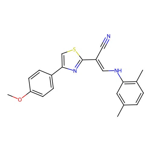 (E)-3-((2,5-dimethylphenyl)amino)-2-(4-(4-methoxyphenyl)thiazol-2-yl)acrylonitrile structure