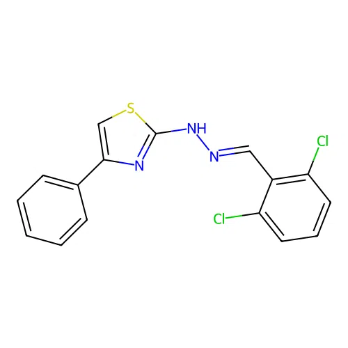 2-[(2E)-2-(2,6-dichlorobenzylidene)hydrazinyl]-4-phenyl-1,3-thiazole structure