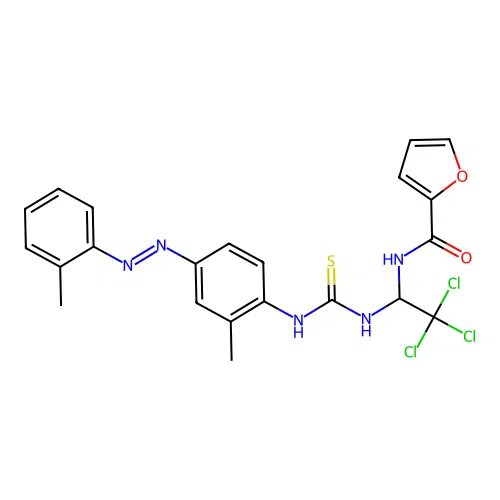 N-[2,2,2-trichloro-1-[[2-methyl-4-[(2-methylphenyl)diazenyl]phenyl]carbamothioylamino]ethyl]furan-2-carboxamide structure