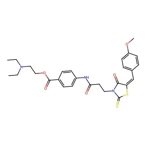 (E)-2-(diethylamino)ethyl 4-(3-(5-(4-methoxybenzylidene)-4-oxo-2-thioxothiazolidin-3-yl)propanamido)benzoate structure